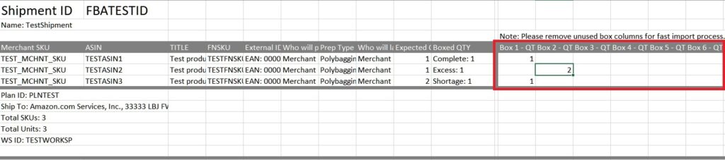 Sample 2D Transit Direct-to-FBA vendor default template file