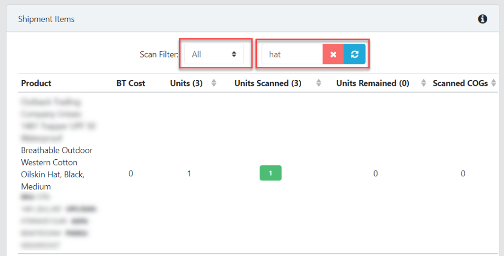 The Shipment Items section shows all items called for by the shipment plan