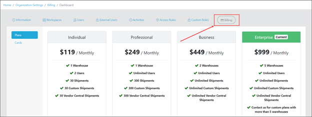 Screenshot of 2D Transit Billing tab