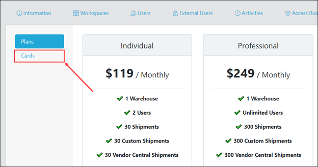 Tab to update payment card