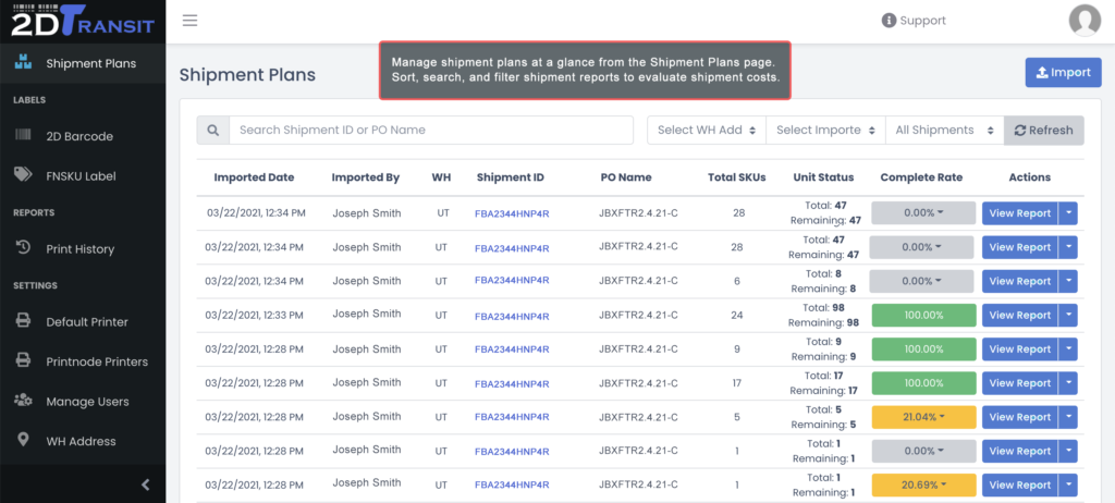 Create shipping plan for Amazon FBA